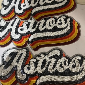 Prensa de calor bordado completo Astros parches bolsas personalizadas Houston Astros ropa hierro en Astros parche de lentejuelas - Product Image 4
