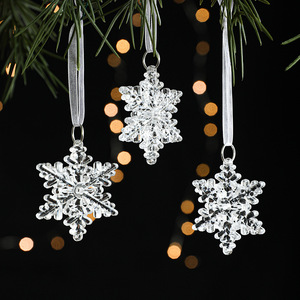 Navidad Dekor Weihnachten hängende Weihnachts schmuck Schneeflocke klare Weihnachts anhänger Acryl Weihnachts baums chmuck - Product Image 2