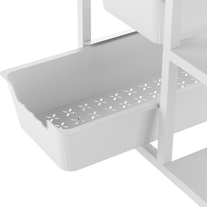 Fabricant de rangements domestiques Chariot de rangement à <span class=keywords><strong>4</strong></span> tiroirs en plastique Chariot utilitaire double face pour la cuisine Support de rangement - Product Image 3
