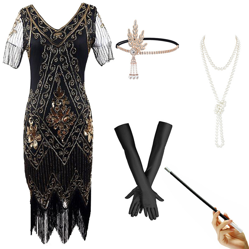 Black and Gold Dress Accessory Set
