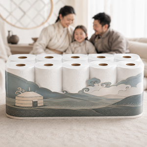 Papier toilette de luxe en vrac, motif nuage paysage de steppe, ger mongol traditionnel, doux, 3 plis - Product Image 1