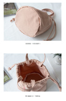 Mini bolso de mano de lona personalizado, versión coreana, bolso de cubo con boca agrupada con cordón, fiambrera, Bolso pequeño de tela