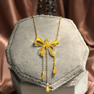 Hàn Quốc Phiên Bản 18K Dây Vàng Cho Dây Chuyền Waterdrop Xương đòn Bow Tie Vòng Cổ Tinh Tế Và Quyến Rũ Tua Cho Đồ Trang Sức - Product Image 5