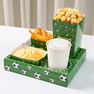 Kit de fournitures pour fête de football vert avec plateaux à collation en papier, boîtes à popcorn et porte-sucreries pour la décoration de la fête de visionnage du match et les cadeaux - Product Image 6