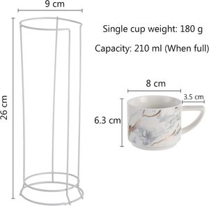Ensemble <span class=keywords><strong>de</strong></span> tasses à cappuccino en aluminium pour fêtes modernes All-Pie Tasses à thé 210ML empilables Ensemble <span class=keywords><strong>de</strong></span> <span class=keywords><strong>4</strong></span> tasses avec support (blanc) - Product Image 3