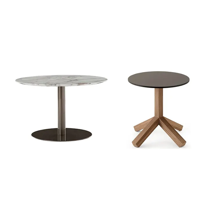 Mesa de café redonda moderna, mesa de mármore redonda para sala de estar, madeira