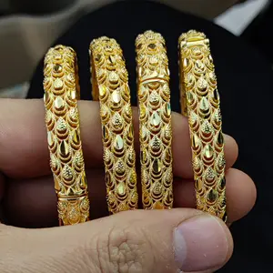 Dubai Vente en gros Bracelet couleur or Bracelet de mariage africain Bijoux Cadeau Hawaiian Arab Charm Bangle