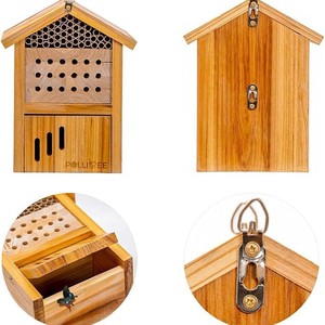 บ้านแมลงไม้โพลลิบี 15.5x17x25 ซม. บ้านแมลงไม้เนื้อแข็งสำหรับแขวนตกแต่งสวนกลางแจ้ง - Product Image 5