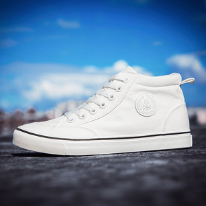 Zapatillas de Lona de Caña Alta Nuevas 2025 para Hombre, con Cordones, Estilo Coreano, Totalmente Negras, Básicas, de Skate, para Estudiantes, Planas y Vulcanizadas - Product Image 6