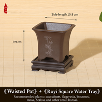 Pot Bunga Resin untuk Penggunaan di Taman, Pot Minimalis Gaya Cina dengan Banyak Lubang Drainase, untuk Tanaman Anggrek Daun Kecil Merah