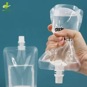 Saco de bolsas para bebidas líquidas transparente de qualidade alimentar de 16 onças 500 ml com bico lateral calibre 1.6 cm/bico intermediário