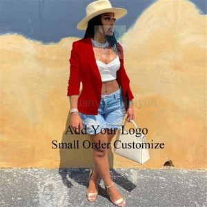 Personnalisé Surdimensionné Mode Rouge Formelle Dame à Manches Longues Vente en Gros Décontracté Grande Taille <span class=keywords><strong>Robe</strong></span> Blazers Femme et Manteau pour Femmes - Product Image 4