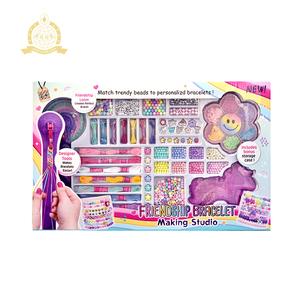 Kids Jewelry DIY Toys Kit with 2 Cases Plastic Knit <strong>Charm</strong> Beaded Woven Necklace Maker Unicorn Bracelets Making Set for Girls - Product Image 1