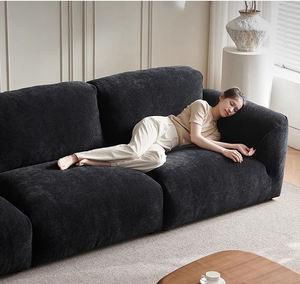 Ensemble de canapé modulaire pour salon en tissu chenille à pétales modernes, rembourrage en duvet, gris foncé avec pieds en acier inoxydable - Product Image 3