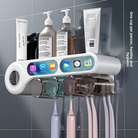 Support mural multifonctionnel élégant en plastique, sans perçage, pour brosses à dents, idéal pour salles de bain familiales et appartements locatifs