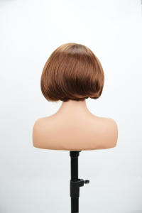 Perruques brésiliennes courtes et lisses 13x4 en dentelle frontale, cheveux humains vierges transparents, densité 250%, avec frange, noires, vente en gros - Product Image 5
