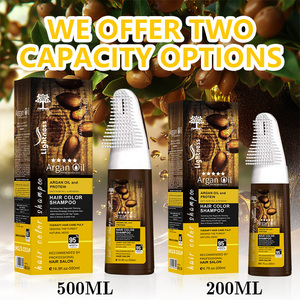 Shampoo Colorante per Capelli alle Erbe 500ml, Colore Marrone Scuro, Copre al 100% i Capelli Bianchi, Lunga Durata, con Olio di Argan e Pettine, Vendita all'Ingrosso - Product Image 5