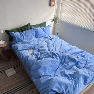 Sang Trọng Hiện Đại Nhà Dệt Rắn Màu Vua Kích Thước Bốn Mảnh Bộ Đồ Giường Chăn Bìa Được Trang Bị Tấm Và Vỏ Gối Thiết Lập - Product Image 3