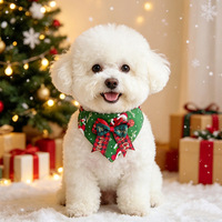 Collier bandana de Noël pour chien avec foulard triangulaire détachable, anneau en D pour laisse, nœud, bavoir pour chat, logo personnalisé pour les propriétaires de marques