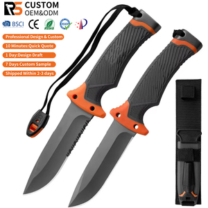 Cuchillo de Hoja Fija de Acero Inoxidable 3cr13 de Alta Calidad con Mango de TPR, Cuchillo Táctico de Supervivencia para Caza al Aire Libre - Product Image 1
