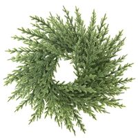 Couronne de bougies artificielle réaliste en cèdre de 30 cm, fausse couronne de cèdre pour porte-bougie, décoration de centre de table de Noël