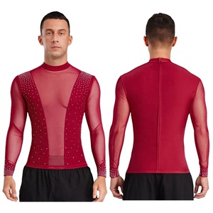 Haut de danse latine pour hommes, t-shirt, chemisier pour ballet, chacha, tango, costumes de scène, vêtements de performance, vêtements d'entraînement de danse - Product Image 2