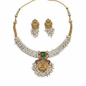 <b>Silver</b> Plated Brass Zircon Ethnic Bridal Engagement Wedding Anniversary Party Gift Jewelry Set <b>Choker</b> Necklace Drop Earrings - Product Image 2