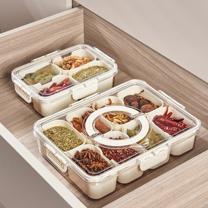 Kitchen sealed <strong>Spice</strong> Storage <strong>Box</strong> Food Grade 8-panel clear Seasoning <strong>Box</strong> With Handle Refrigerator Crisper - Product Image 5