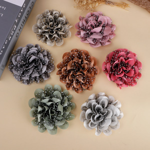 Broches de flores de chifón con lunares, hechos a mano, DIY, para el cabello, zapatos, sombreros, bolsos, accesorios, decoración de moda unisex - Product Image 1