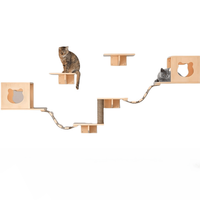 2 maisons et 4 étagères 1 échelle 1 poteau d'appui flottant en bois mur d'escalade chat mur meubles