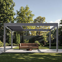 Pergola bioclimatique de luxe en aluminium avec toit à lames motorisées et orientables, abri d'extérieur pour villa, jardin, patio, balcon