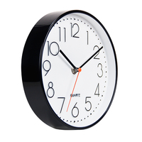 Promotion horloge murale ronde silencieuse en plastique, pas cher, personnalisé, en relief 3D, moderne, vente en gros, petite horloge de chambre d'enfant