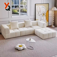 Italienisches Minimalistisches Vakuumkomprimiertes Schwamm-Modulares Gerades L-förmiges Ecksofa Weiß Wohnzimmer Apartment Anpassbar