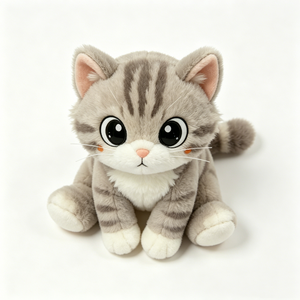 Customized Gray tabby <b>cat</b> <b>plush</b> toy, Cute <b>cat</b> stuffed animal, Cartoon tabby <b>cat</b> stuffed toy - Product Image 3
