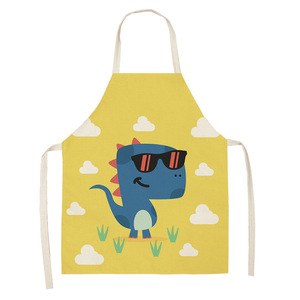 Delantal de dibujos animados de dinosaurios para niños, lavable a máquina, material de lino, uso diario, diseño antiincrustante - Product Image 2