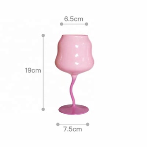 Creativo <span class=keywords><strong>tulipano</strong></span> fiore <span class=keywords><strong>a</strong></span> forma di <span class=keywords><strong>calice</strong></span> giallo rosa rosso manico attorcigliato unico gambo bicchiere di vino - Product Image 6
