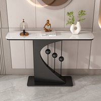 Console d'entrée en métal de luxe léger, design mural minimaliste moderne en ardoise, table d'appoint semi-circulaire face à la porte