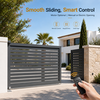 Portail coulissant moderne en aluminium à lames horizontales, très vendu en Espagne, pour l'intimité de la voie d'accès, personnalisable RAL 7016 pour entrée de villa