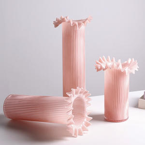 Juego de Jarrones de Vidrio Modernos Minimalistas con Rayas Verticales de Colores Pastel para Arreglos Florales Hidropónicos de Mesa - Product Image 3