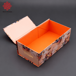 Baoren Luxe Ajoutez Votre Propre Logo Rose Orange Fleur Pliable Rigide Magnétique Boîtes En Papier Emballage Bijoux Pliant Boîte Cadeau Magnétique - Product Image 5
