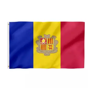 Huiyi 3x5ft Polyester Pays Drapeaux pour la Décoration Numérique Imprimé Promotionnel Personnalisé Andorre Drapeau