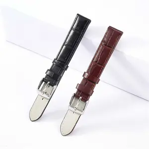 OEM Women Watch Leather Band Custom Logo Black Brown Red Women Watch Band Luxury Crocodile Watch Leather Strap