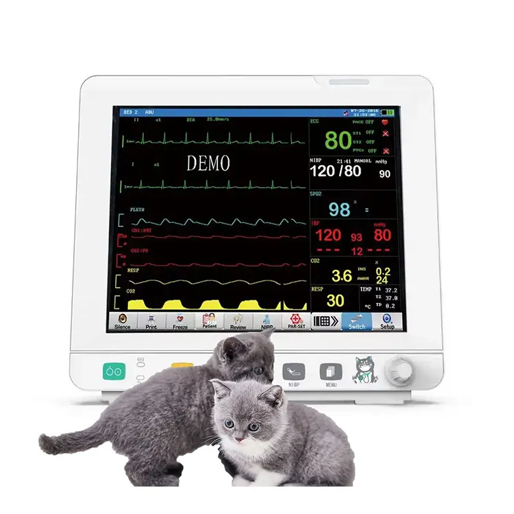 Animal Icu portátil Vet Multi-parâmetro Animais Paciente capnografia veterinária monitor