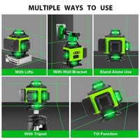 Niveau laser vert rotatif à auto-nivellement 360° certifié FCC/ROHS/CE avec outil de mesure de ligne 4D et de ligne croisée