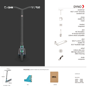 Trottinette <span class=keywords><strong>freestyle</strong></span> Vokul Dyno Neo en aluminium pour riders intermédiaires, roues en PU avec noyau en alliage de 110 mm, potence intégrée - Product Image 3