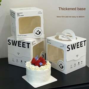 Caja de Embalaje Personalizable para Pastel de Cumpleaños, de Cartón Grueso de Grado Alimenticio, con Ventana, Portátil, Cuadrada, de 4 Pulgadas - Product Image 2