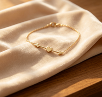 Bracelet en acier inoxydable 316L avec flèche de Cupidon et cœur, bracelet délicat minimaliste pour femmes, plaqué or 18 carats, cadeau de bijoux pour la Saint-Valentin