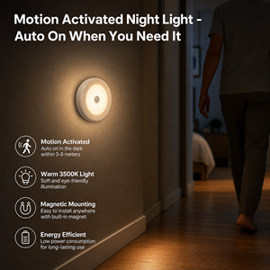 Veilleuse sans fil à détecteur de mouvement rond, alimentée par piles, lampe de nuit LED super lumineuse pour chambre à coucher, couloir, OEM ODM, vente en gros - Product Image 2