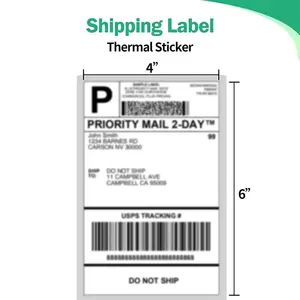 Rollo de papel de etiquetas de envío 4x6 de fábrica, rollo de papel adhesivo de etiqueta térmica sin tinta de 100x150mm - Product Image 5