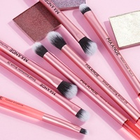 Maange 10 pcs pinceaux de maquillage avec sac OEM manche en aluminium Set de pinceaux de maquillage avec logo personnalisé pinceaux à manche en cristal